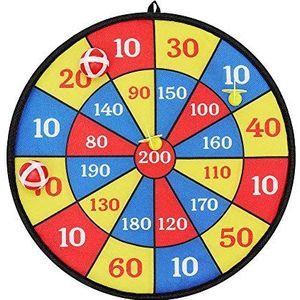 ISO TRADE Dartboard 2 ballen 2 darts 35,5 cm schijf binnen buiten sterke klittenbandsluiting 7055 darts, uniseks, volwassenen, meerkleurig (meerkleurig), eenheidsmaat