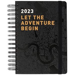 Kokonote AAKODPA52303 The Adventure Begins A5 Agenda 2023 - Dagagenda 12 Maanden 2023 - 1 Dag Per Pagina - Planner 2023 - Dagboek,Zwart-grijs
