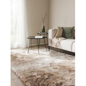 Benuta Shaggy hoogpolig tapijt Whisper beige/lichtbruin 160x230 cm | langpolig tapijt voor slaapkamer en woonkamer