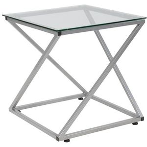 Flash Furniture Glazen eindtafel, helder/zilver, 21' B x 21' D x 22' H