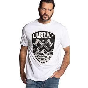 JP 1880 Heren grote maten Menswear L-8XL T-shirt, Lumberjack, halflange mouwen, tot 8 XL 790094, sneeuwwit, L