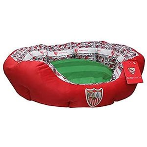 Sevilla CF Bed voor huisdieren, honden, katten, konijnen, maat S/M, verschillende beschikbare maten, stadionvorm, standaard kussen, officieel gelicentieerd product (CyP Brands)