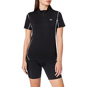 Ultrasport Advanced Dames fiets T-shirt, fietsshirt, elastiek aan de zoom, rits op opstaande kraag, drinkfleszak achter, hoge bewegingsvrijheid, mesh-inzetstukken, reflectorpiping