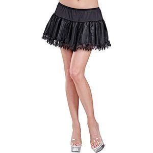 Widmann 0143K - Petticoat minirok voor volwassenen, met druppelvormig kant, dienstmeisje, Franse dienstmeisjes, universiteit, cheerleaders, carnaval, één maat, zwarte kleur
