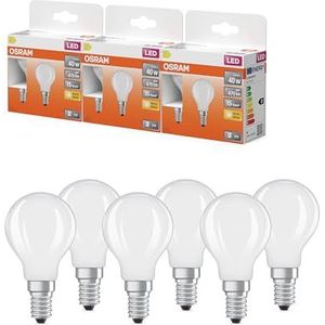 OSRAM LED-lamp Star mini bolvorm P40 filament, 2700 K warm wit, 3,4 W, E14, mat, 470 lm, 15.000 h, voor tafel- en pendelarmaturen, niet-verblindend,3-Pack