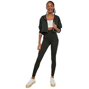 Trendyol Dames antraciet hoge taille basic gebreide legging leggings, antraciet, M EU, antraciet, M