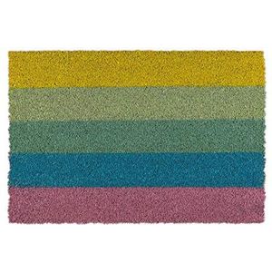 Relaxdays deurmat kokos - kokosmat regenboog - droogloopmat 40x60 - schoonloopmat antislip