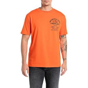 Replay heren t-shirt katoen, 448 Blaze Orange, S