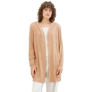 TOM TAILOR Longstyle T-shirt voor dames, cardigan met capuchon, 32399-blush mahogany melange, M