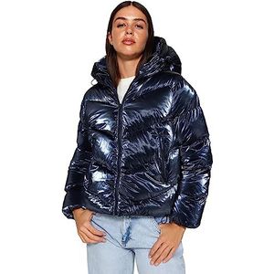 Trendyol Dames Gerade Plus Size Mäntel Jas, marineblauw, L grote maten