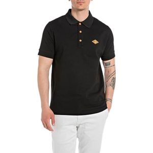 Replay Poloshirt voor heren, korte mouwen, regular fit, 098 Black, XL