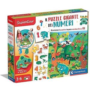 Clementoni - Sapientino 16652 Puzzel voor kinderen, dieren met patroon, spel op nummers, Made in Italy, Italiaanse kleur, 3 jaar