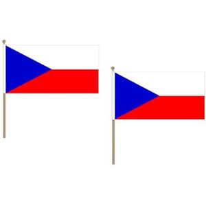 AZ FLAG Vlag van Tsjechië 45 x 30 cm HAMPE van hout - Set van 10 Tsjechische vlaggen 30 x 45 cm