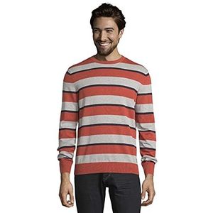 TOM TAILOR Uomini Gestreepte gebreide trui van biologisch katoen 1026491, 28110 - Chili Red Grey Navy Stripe, XXL