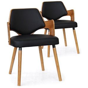 Menzzo 2 stoelen, Scandinavisch, dima, natuurlijk hout/zwart, 51 x 51 x 72 cm
