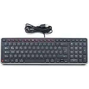 Contour Balance Keyboard | bekabeld toetsenbord | QWERTZ lay-out | super plat computertoetsenbord | nummerblok + mediatoetsen | voor thuis en op het werk | voor Windows en Mac