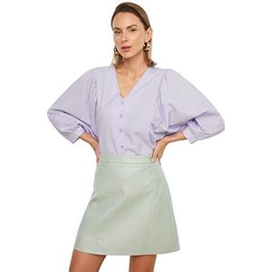 Trendyol Vrouwen Regular Basic V-hals Geweven Shirt, Lila, 34