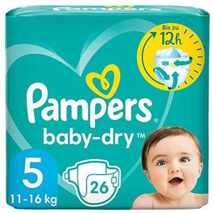 Pampers Baby-Dry maat 5, 26 luiers, tot 12 uur rondom lekbescherming, 11 kg - 16 kg