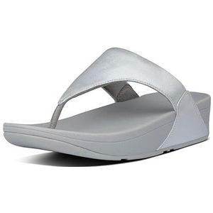 Fitflop Lulu lederen teenslippers voor dames, Zilver, 43 EU