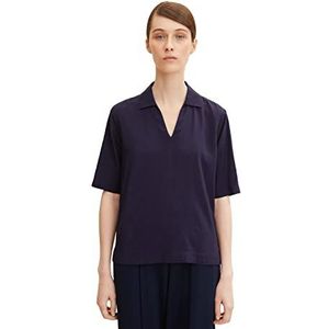 TOM TAILOR Dames Basic poloblouse 1032563, 30025 - Navy Midnight Blue, 32