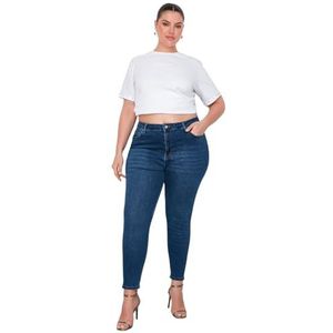 Trendyol Vrouwen hoge taille skinny fit plus size jeans, Lichtblauw, 44 stor