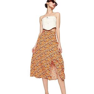 Trendyol Geweven midi-lijn rok voor dames, Oranje, 64