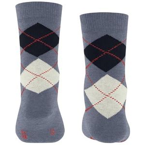 FALKE Unisex Kids Classic Argyle sokken ademend duurzaam katoen versterkte kindersokken duurzaam huidvriendelijk antislip geruit duurzaam 1 paar, Blauw (Light Jeans 6662) nieuw - milieuvriendelijk,