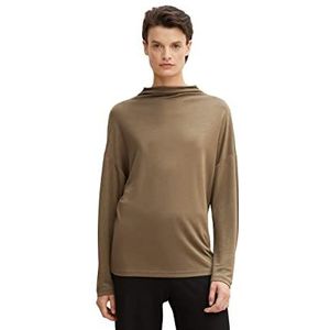TOM TAILOR Dames Basic sweatshirt met kraag 1035810, 18123 - Tarmac Khaki, L