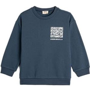 Koton Boys's Crew Neck Long Sleeve Bedrukt Sweatshirt, marineblauw (712), 9-10 Jahre