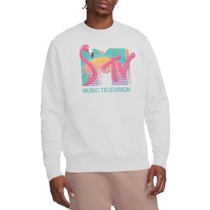 MTV Flamingo Logo Crew Sweatshirt, Wit, Small, Wit, S