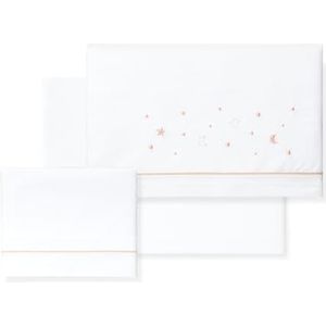 Interbaby Babybeddengoed van 100% katoen voor auto, Mozes, babymand, sterren, 3-delige set, hoeslaken + dekbedovertrek + kussensloop, gemaakt in Spanje