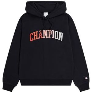 Champion Legacy Icons W-Spring Terry Varsity Logo Sweatshirt met capuchon voor dames, Zwart, XS