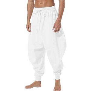 AITFINEISM Aladdin Hippie Harembroek voor heren, 012, wit., 4XL