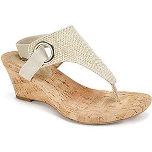 WHITE MOUNTAIN Dames Aida Cork Wedge Sandaal, Goud/Glitter, 43 EU