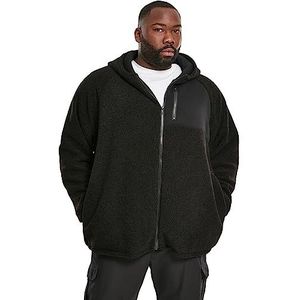 Urban Classics Herenjas Sherpa Zip Jacket Teddy jas met capuchon, zwart (Black 00007), M