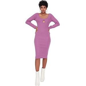 Trendyol Dames Maxi Bodycone Bodycone Bodycon Gebreide Jurk, Paars, M