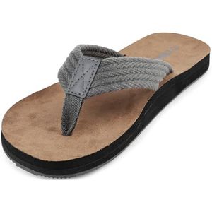 riemot Teenslippers voor heren, zomersandalen met ondersteuning van de voetboog, antislip, voor strand, zwembad, zachte en schokabsorberende teenslippers, Grijs, 42 EU