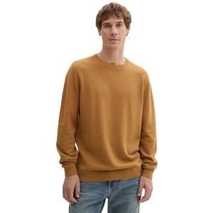 TOM TAILOR Basic gebreide trui voor heren met ronde hals, 32718 - Dark Camel Melange, XXL