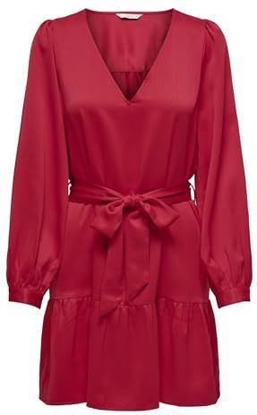 ONLY - ONLNEW ALENA - Jurk - Kersrood - Korte Lengte - V-hals