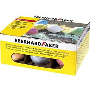 Eberhard Faber 526510 - Eivormig straatkrijt, kartonnen doosje met 6 krijtjes in felle kleuren, voor kleurrijk schilderplezier op asfalt, straten en trottoirs