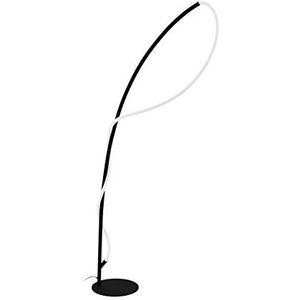 EGLO Egidonella Led-vloerlamp, 1 lichtpunt, staande lamp van staal en kunststof, woonkamerlamp in zwart, wit, lamp met voetschakelaar