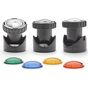 Aquanique Vijver en tuin licht PGL Set 3 LED, transformator en drie LED-lampen met kleurschijven, zwart