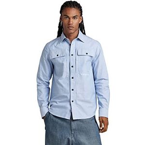 G-STAR RAW Heren Panel Cargo Regular shirt, meerdere kleuren (deep wave/white Oxford 7665-D858), XXL, Veelkleurig (Deep Wave/White Oxford 7665-d858), XXL