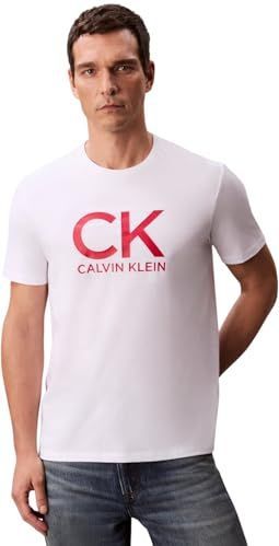 Calvin Klein - T-shirt - Rood/Wit - Normale Pasvorm - Logoprint
