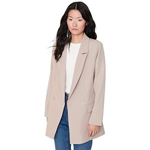 Trendyol Dames reverskraag effen normale blazerjas, nertsen kleur, 38, Mink Kleur, 64