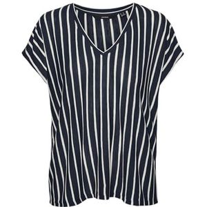 VERO MODA Dames Vmlana Ss V-hals JRS Ga Top, Navy Blazer/Stripes: sneeuwwit, S