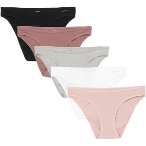 Calvin Klein Dames Bikini 5Pk 000QD5251E Brief, Multi (Blk/Vintge Roze/Subdd/Wit/Gry Htr), M