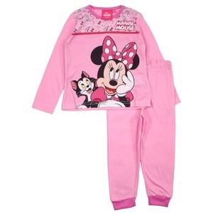 Pyjama van katoen voor meisjes, comfortabele en stijlvolle outfit voor meisjes, Minnie Mouse-design, Lichtroze, 6 Jaren