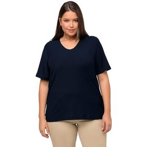 Ulla Popken Dames met Wave Jacquard T-shirts, marineblauw, 46/48 NL