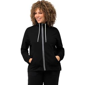 Ulla Popken - Sweatvest - Zwart - Normale Pasvorm - Lange Mouw